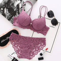Flourish Elegant Lace Bra & Panty Set – Push Up & Double Padded Comfort with Floral Detailing (8855)