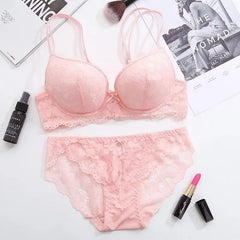 Flourish Elegant Lace Bra & Panty Set – Push Up & Double Padded Comfort with Floral Detailing (8855)